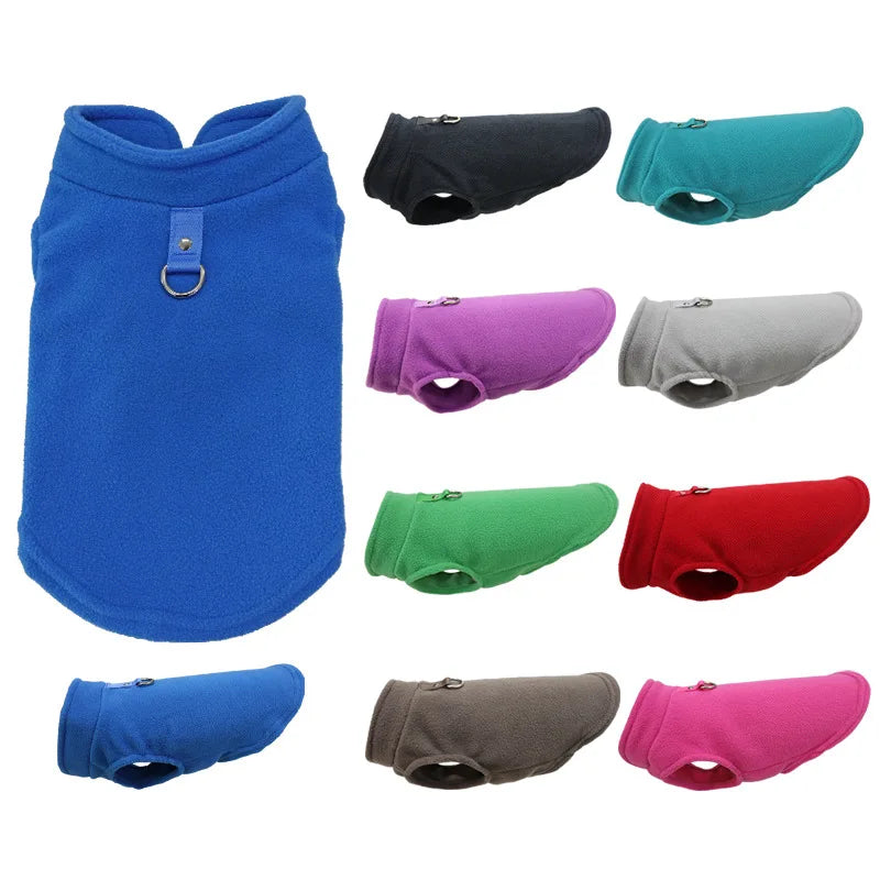 Warm Fleece Dog Jacket Vest with D-Ring