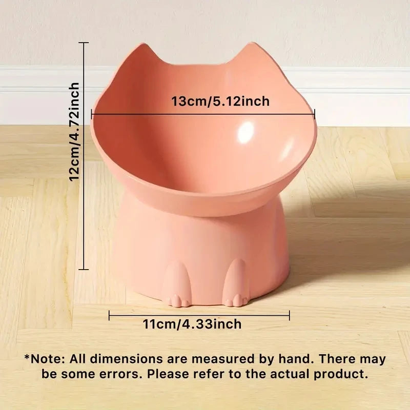 Elevated Anti-Tip Cat Bowl | Raised Tilted Feeding Dish for Neck Protection