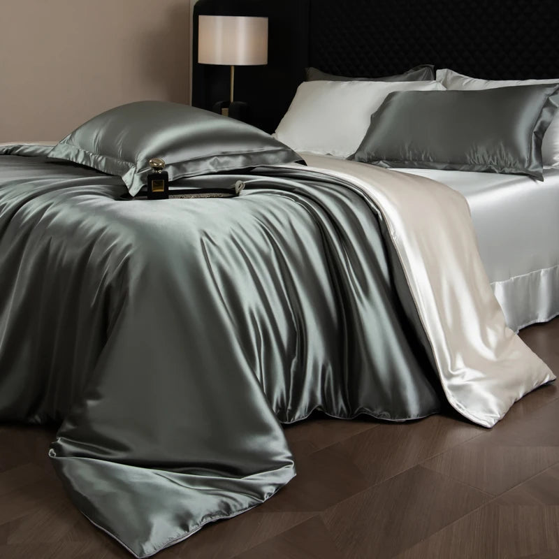 Silk Rayon Luxury Bedding Set | Duvet Cover, Fitted Sheet & Pillowcases King Queen Twin