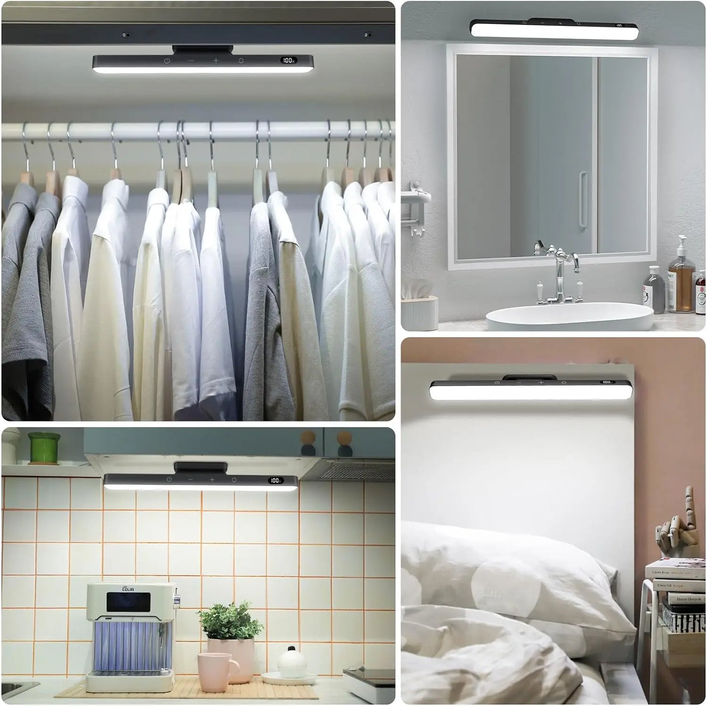 5W Dimmable 3-Color Rechargeable Makeup Night Light | Under Cabinet Closet & Desk Lamp