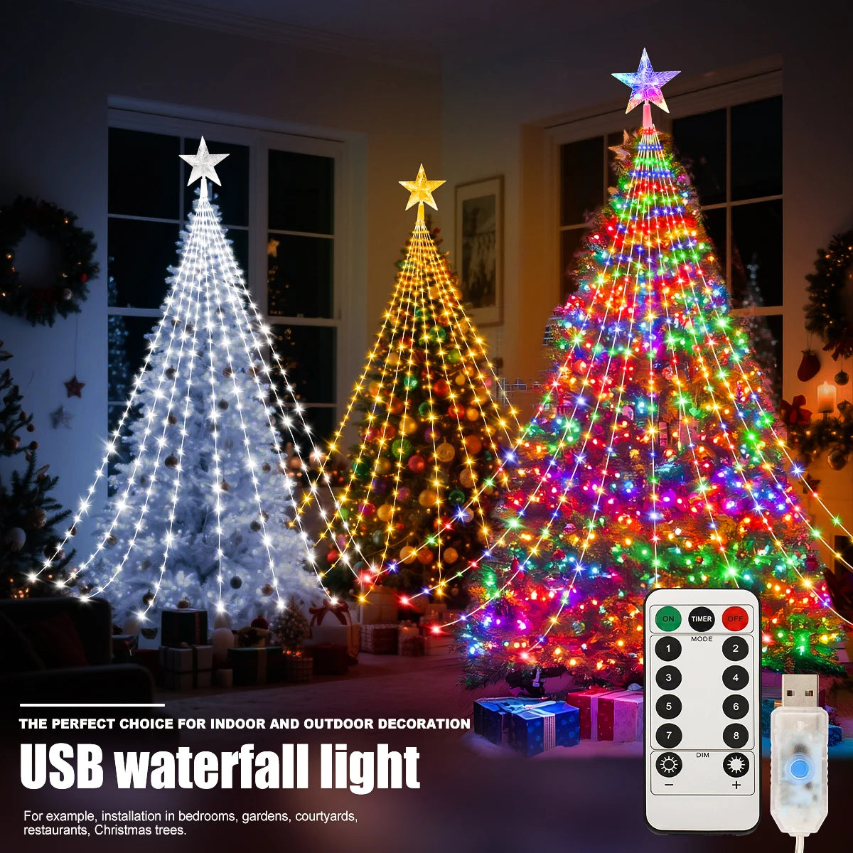 USB Waterproof LED Christmas Fairy String Lights | 8-Mode Indoor & Outdoor Party Light
