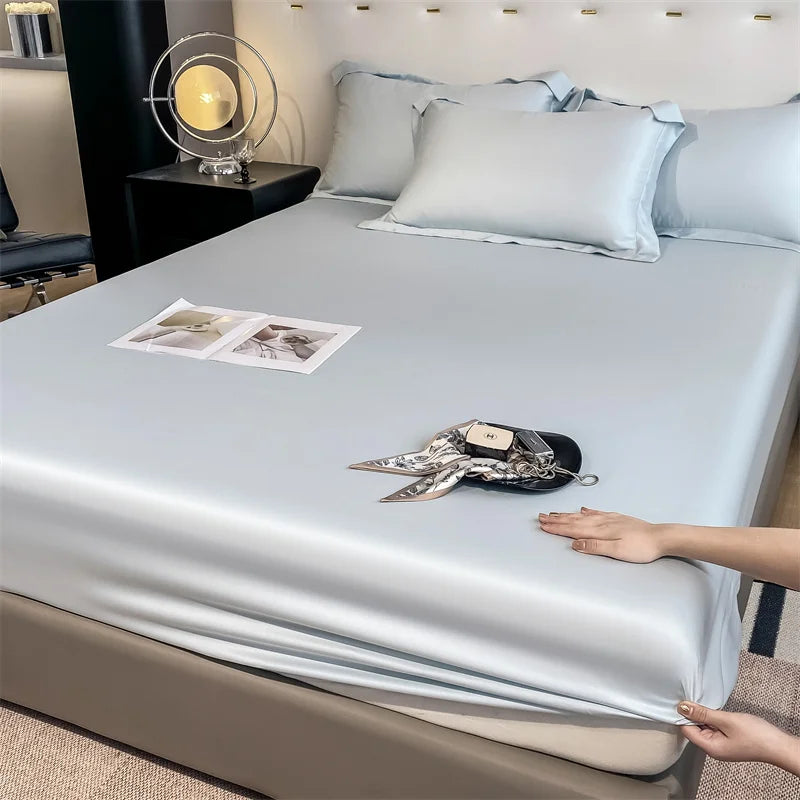 Natural Mulberry Silk Fitted Sheet | Luxury Mattress Cover King Queen Custom Size