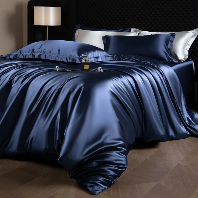 Silk Rayon Luxury Bedding Set | Duvet Cover, Fitted Sheet & Pillowcases King Queen Twin