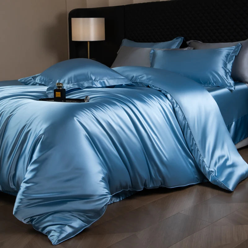 Silk Rayon Luxury Bedding Set | Duvet Cover, Fitted Sheet & Pillowcases King Queen Twin