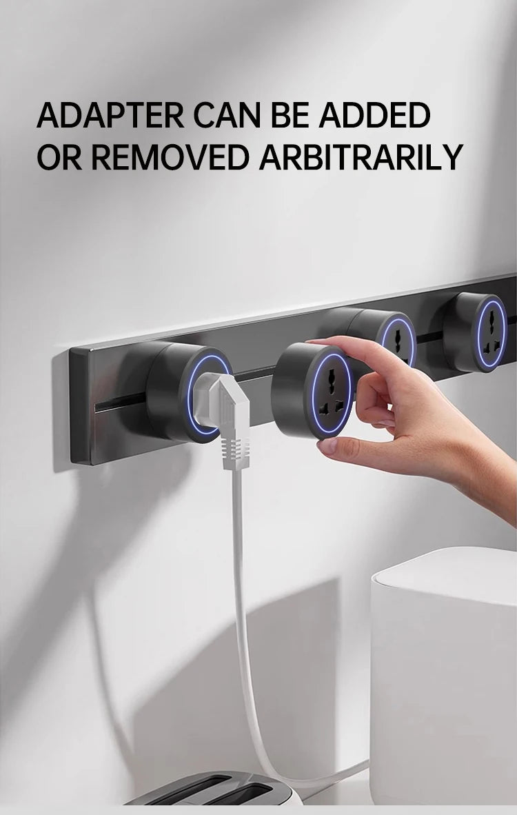 Universal Wall Power Track Socket | Removable USB Adapter Plug US EU UK FR