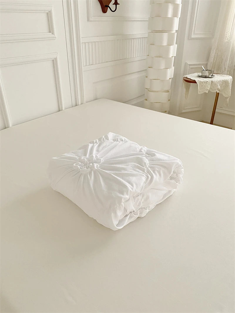 3D Twist Flower Pinch Pleated Bedding Set | Luxury Duvet Cover Queen & Double Size