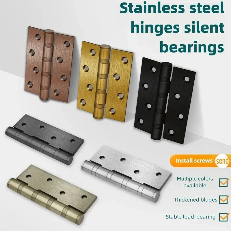 Stainless Steel Silent Door Hinge 4-Inch | Heavy Duty 3mm Thick Bearing Furniture Hardware