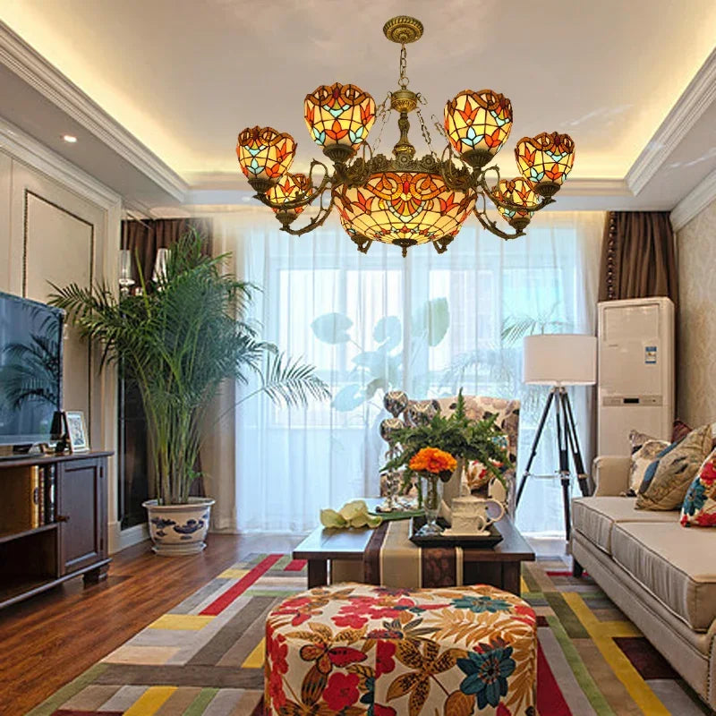 European Baroque Glass Chandelier | Retro Pendant Ceiling Lamp for Bedroom & Villa