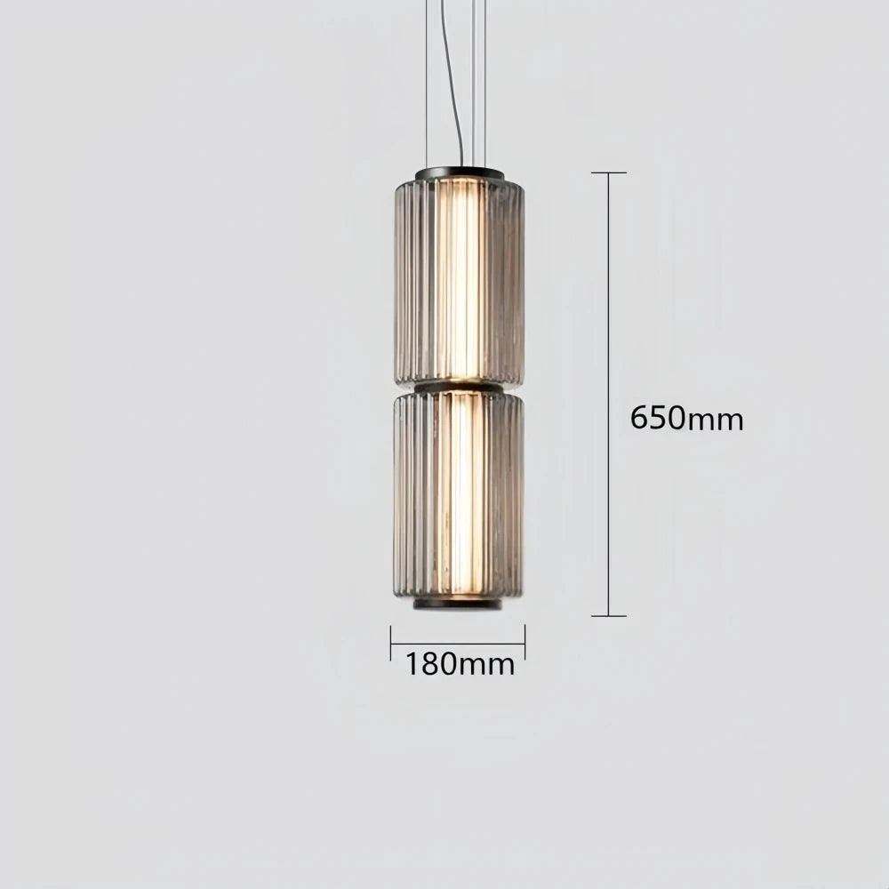 Nordic LED Pendant Light Smoke Gray Glass | Long Stripe Hanging Lamp for Dining Room