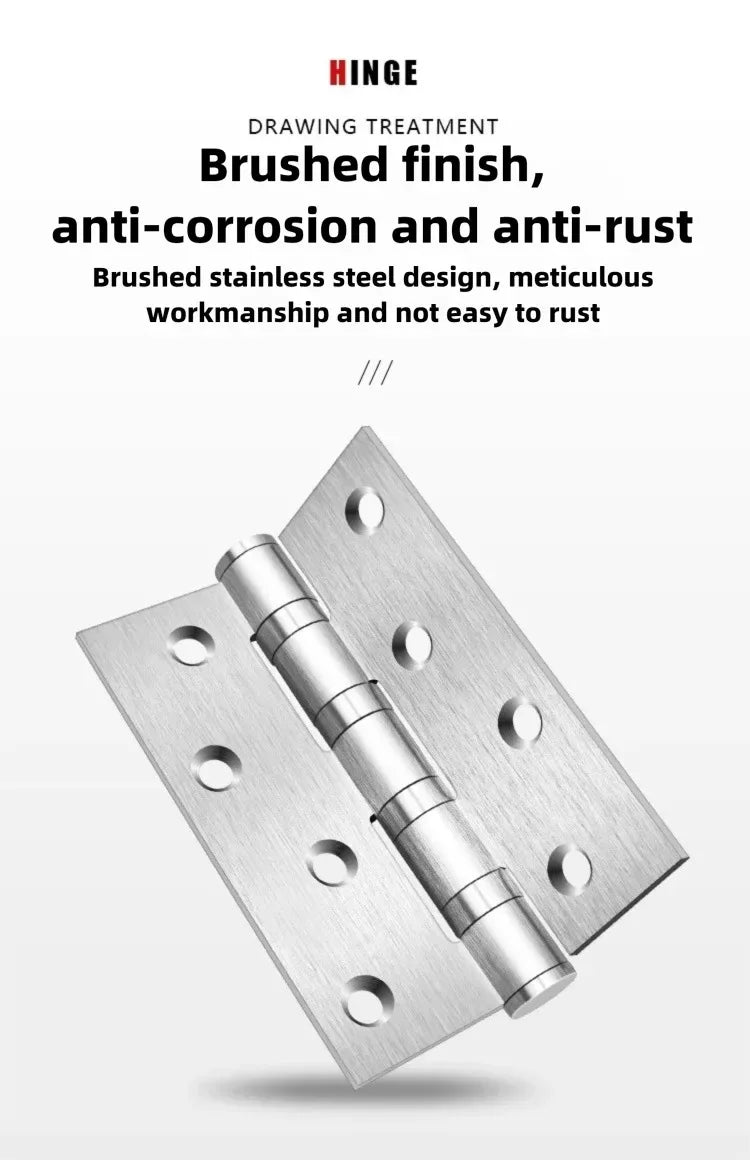 Stainless Steel Silent Door Hinge 4-Inch | Heavy Duty 3mm Thick Bearing Furniture Hardware