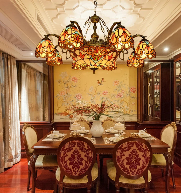European Baroque Glass Chandelier | Retro Pendant Ceiling Lamp for Bedroom & Villa