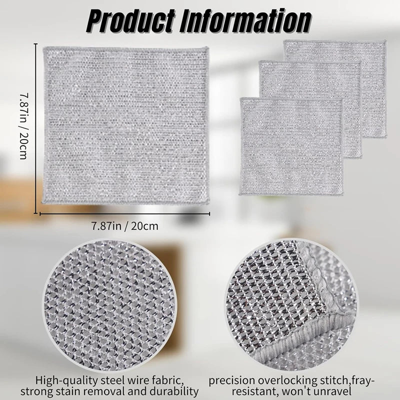 Magic Double-Sided Steel Wire Cleaning Cloth | Thickened Kitchen Dish & Pot Washing Rag