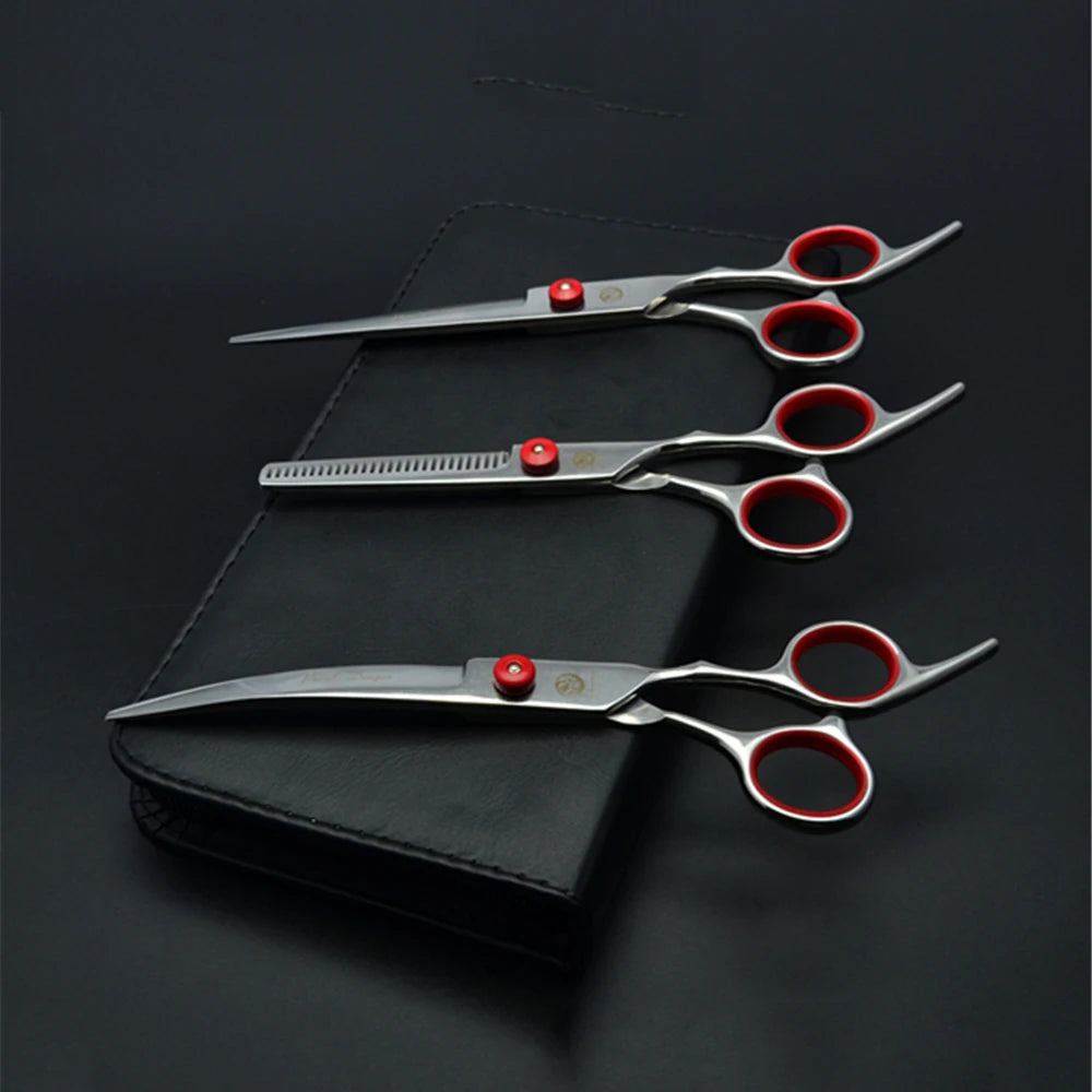 Stainless Steel Dog Grooming Scissors Set | Cutting, Thinning & Curved Shears