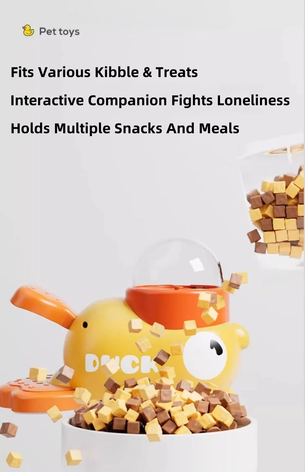 Cat Teaser Stick & Treat Dispenser Toy | Freeze-Dried Duck Launcher for Kittens