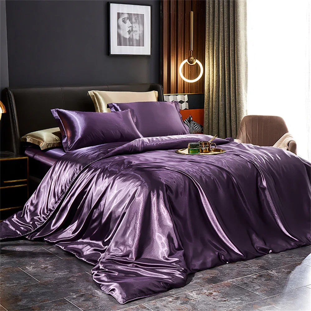 Luxury Satin Silk Bedding Set | Duvet Cover, Sheet & Pillowcases King Queen Twin