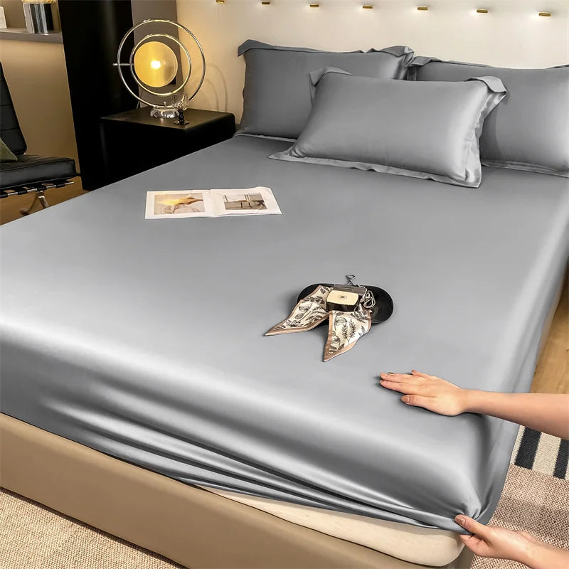 Natural Mulberry Silk Fitted Sheet | Luxury Mattress Cover King Queen Custom Size