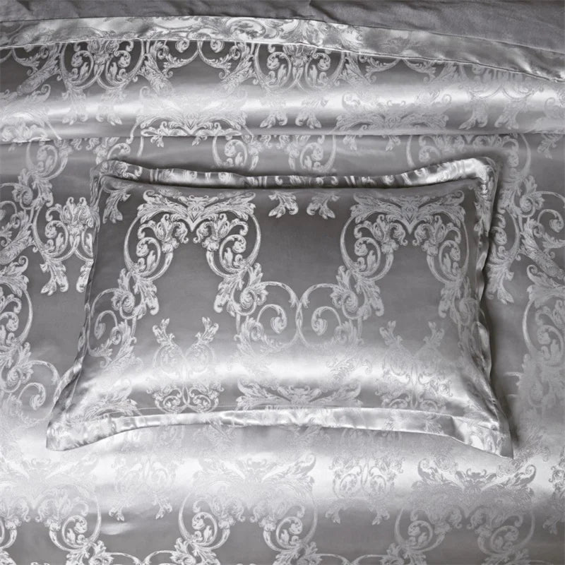 Luxury Satin Jacquard Duvet Cover Set | European Wedding Bedding King Queen Size
