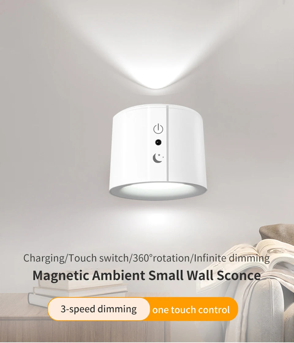 Touch Control LED Wall Sconce | 360° Rotatable Double Head 3-Color Bedroom Light