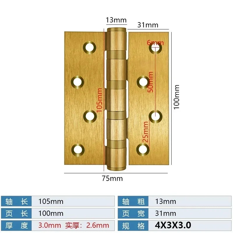 Stainless Steel Silent Door Hinge 4-Inch | Heavy Duty 3mm Thick Bearing Furniture Hardware