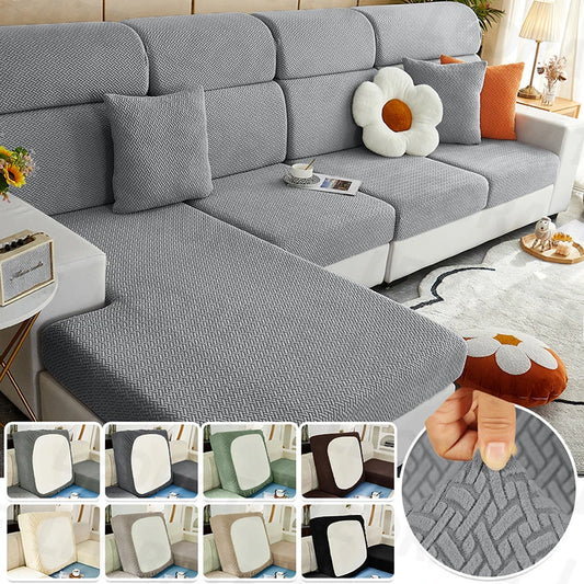 Jacquard Elastic Sofa Slipcover | Twill Pattern Furniture Protector for Living Room