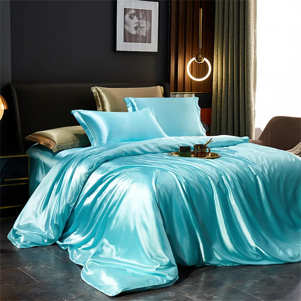 Luxury Satin Silk Bedding Set | Duvet Cover, Sheet & Pillowcases King Queen Twin