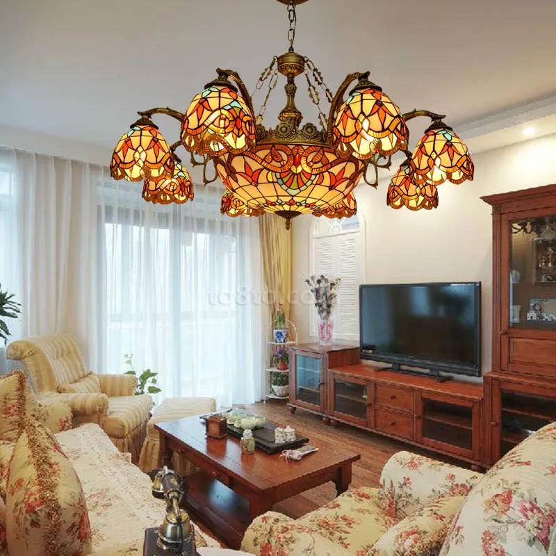 European Baroque Glass Chandelier | Retro Pendant Ceiling Lamp for Bedroom & Villa