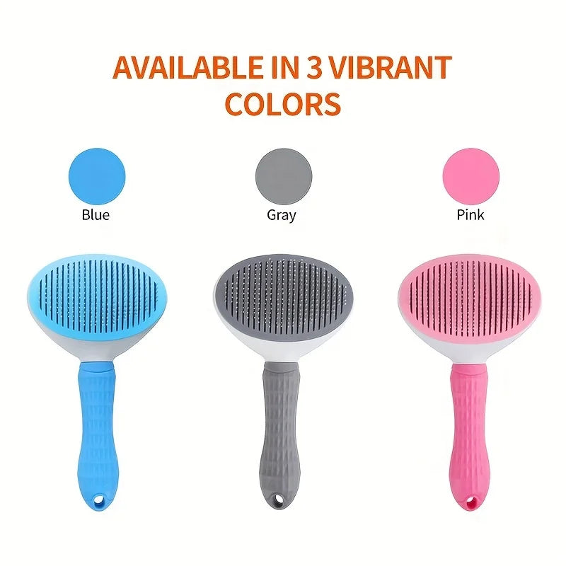 One-Click Pet Hair Removal Slicker Brush | Auto Self-Cleaning Grooming Comb