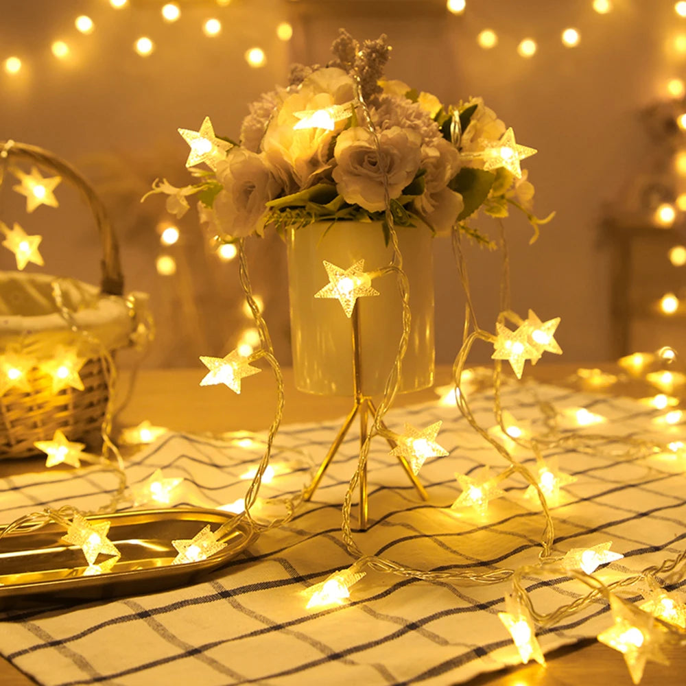 LED Star Fairy String Lights | Outdoor Garland Bulb for Party, Garden & Christmas