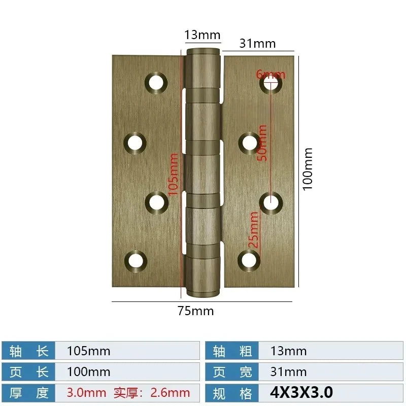 Stainless Steel Silent Door Hinge 4-Inch | Heavy Duty 3mm Thick Bearing Furniture Hardware