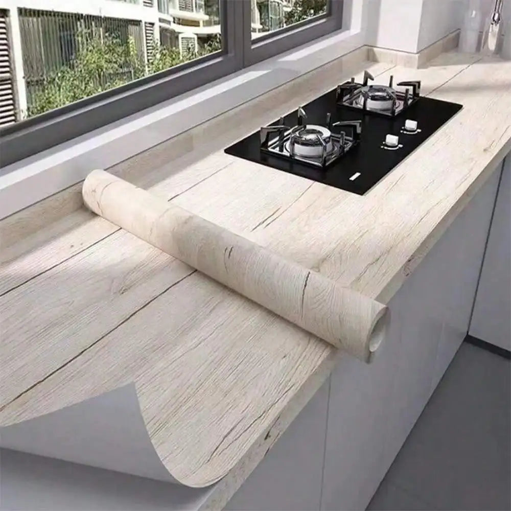 PVC Self-Adhesive Waterproof Wallpaper Roll | Wood Grain Vinyl Sticker for Home Decor