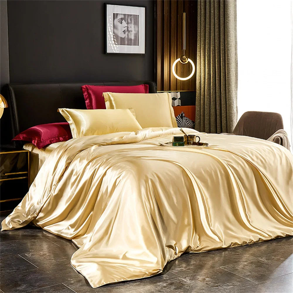 Luxury Satin Silk Bedding Set | Duvet Cover, Sheet & Pillowcases King Queen Twin