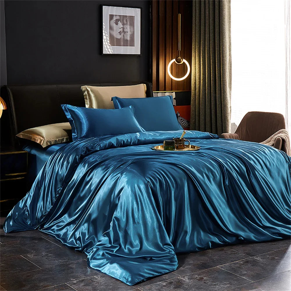Luxury Satin Silk Bedding Set | Duvet Cover, Sheet & Pillowcases King Queen Twin