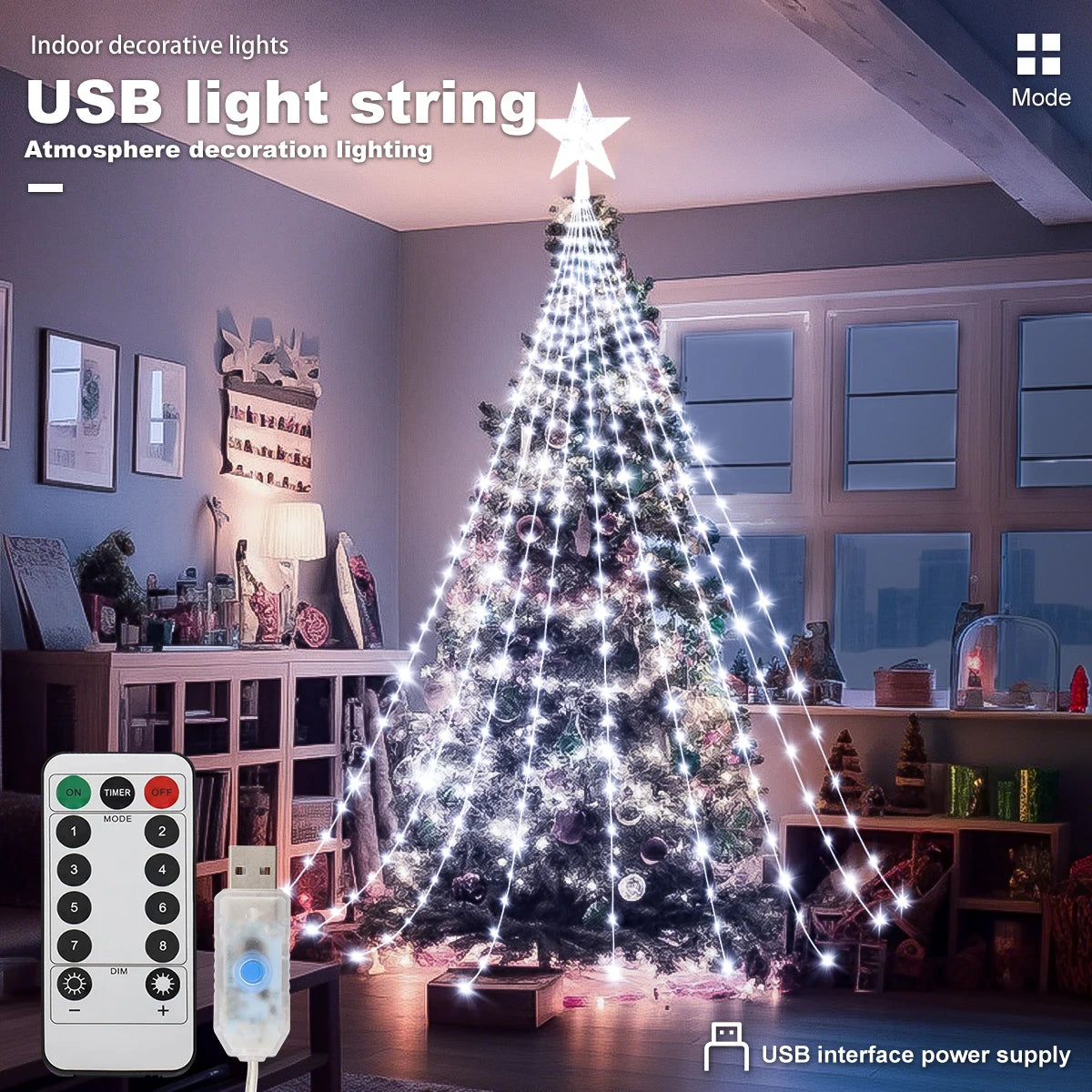 USB Waterproof LED Christmas Fairy String Lights | 8-Mode Indoor & Outdoor Party Light