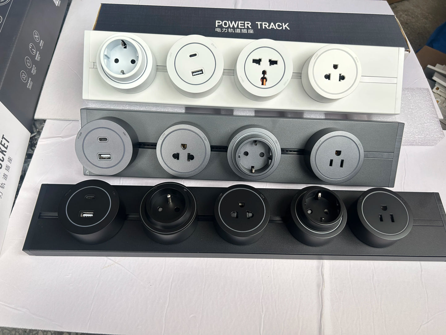 Universal Wall Power Track Socket | Removable USB Adapter Plug US EU UK FR