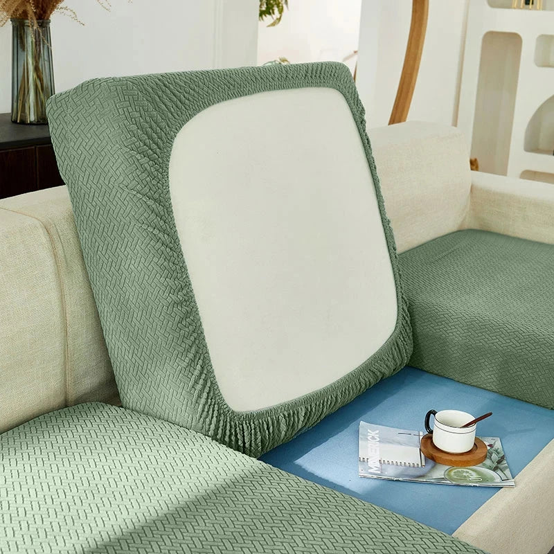 Jacquard Elastic Sofa Slipcover | Twill Pattern Furniture Protector for Living Room