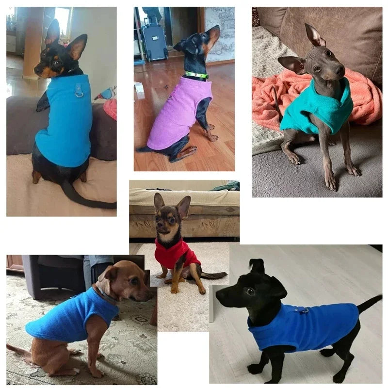 Warm Fleece Dog Jacket Vest with D-Ring