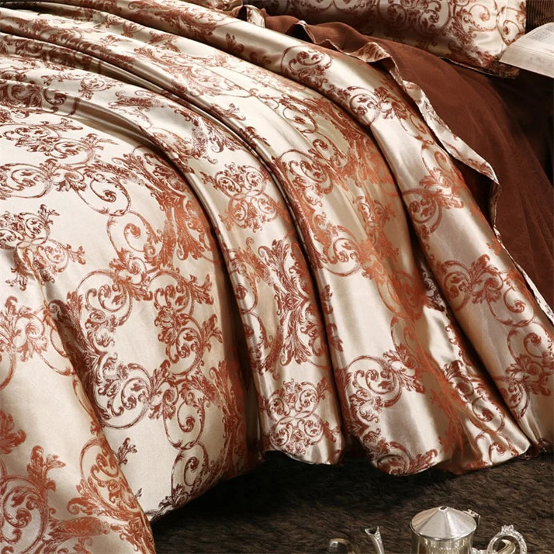 Luxury Satin Jacquard Duvet Cover Set | European Wedding Bedding King Queen Size