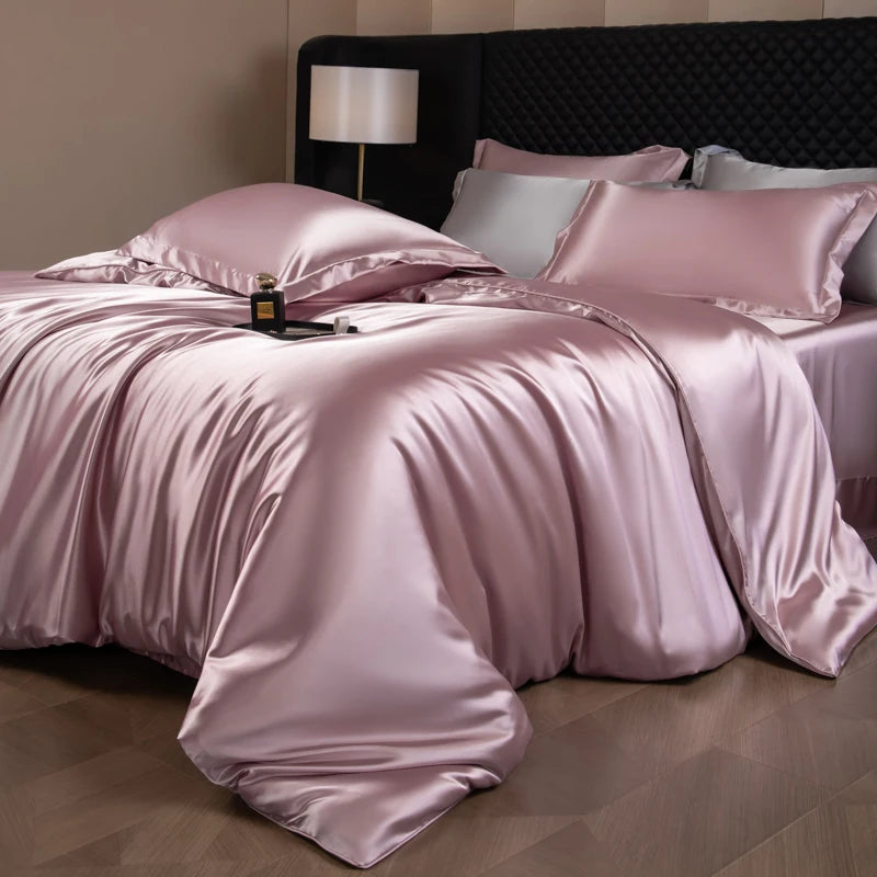 Silk Rayon Luxury Bedding Set | Duvet Cover, Fitted Sheet & Pillowcases King Queen Twin