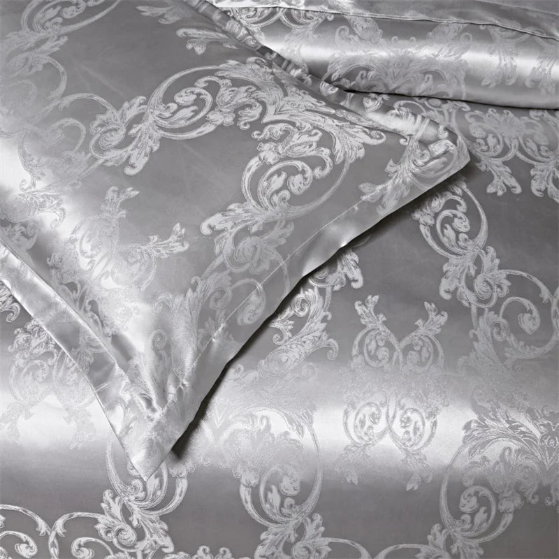 Luxury Satin Jacquard Duvet Cover Set | European Wedding Bedding King Queen Size