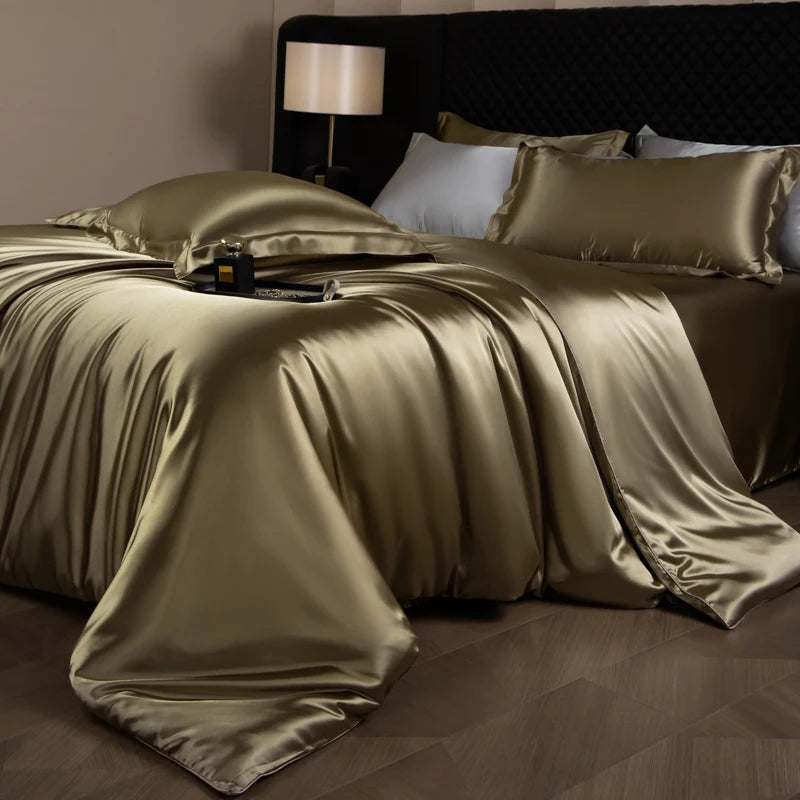 Silk Rayon Luxury Bedding Set | Duvet Cover, Fitted Sheet & Pillowcases King Queen Twin