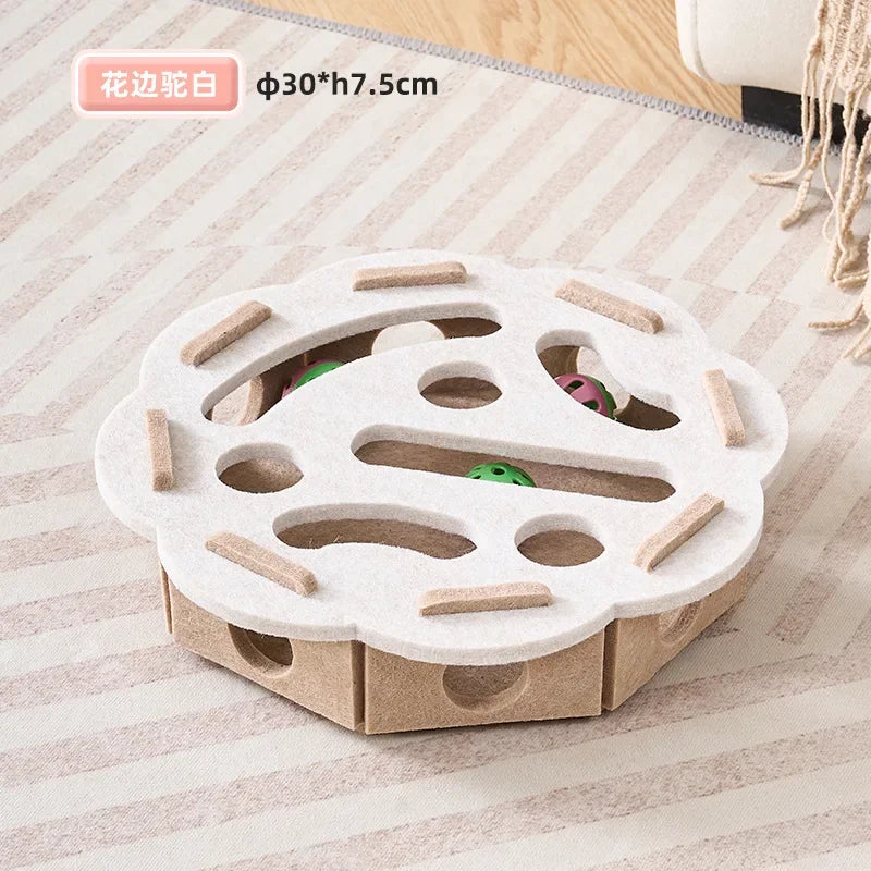 Felt Puzzle Box Cat Exercise Toy | Interactive Ball Hunting Toy for Indoor Cats