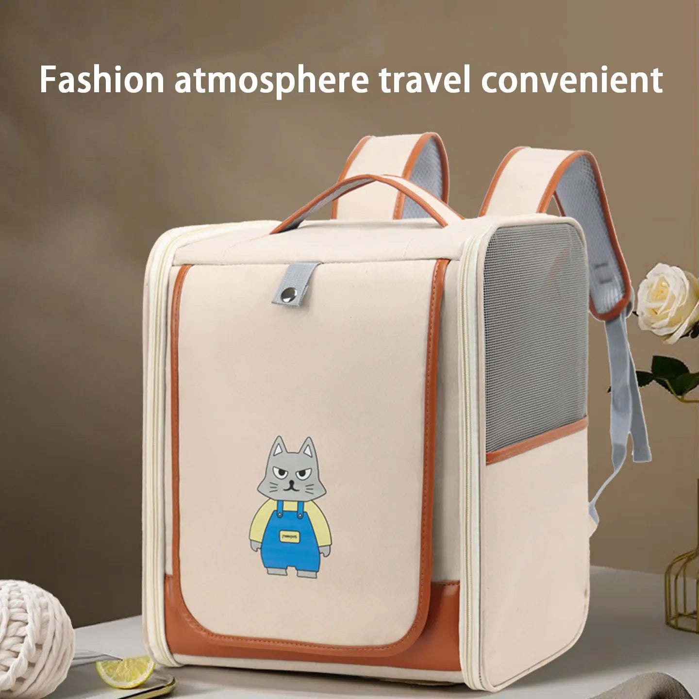 Fashionable Pet Backpack Carrier | Spacious & Breathable Bag for Cats & Dogs