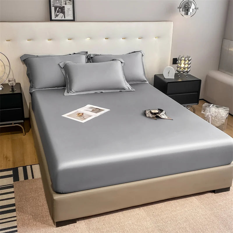 Natural Mulberry Silk Fitted Sheet | Luxury Mattress Cover King Queen Custom Size