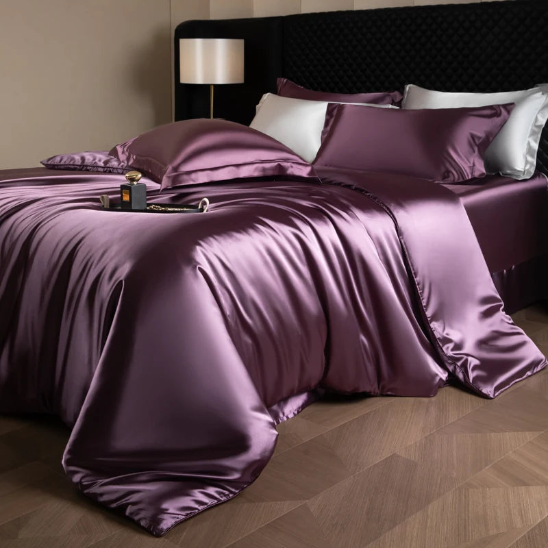 Silk Rayon Luxury Bedding Set | Duvet Cover, Fitted Sheet & Pillowcases King Queen Twin