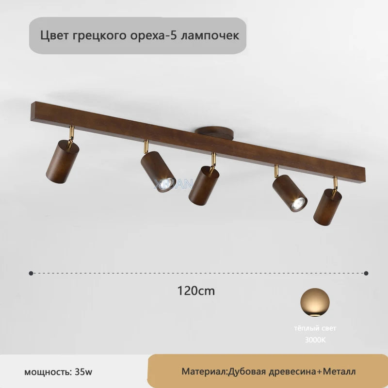 Japanese Wood Chandelier Spotlight | Adjustable Indoor Hallway & Living Room Light
