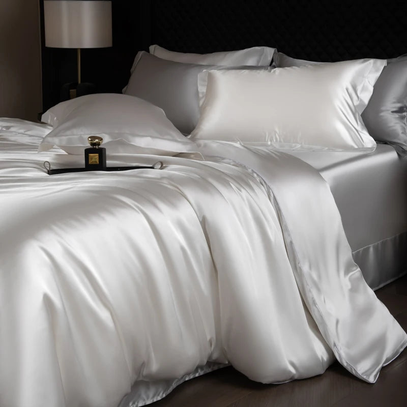 Silk Rayon Luxury Bedding Set | Duvet Cover, Fitted Sheet & Pillowcases King Queen Twin