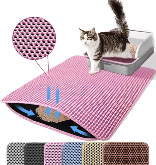 Double Layer Cat Litter Mat | Waterproof Anti-Slip Litter Box Filter Mat