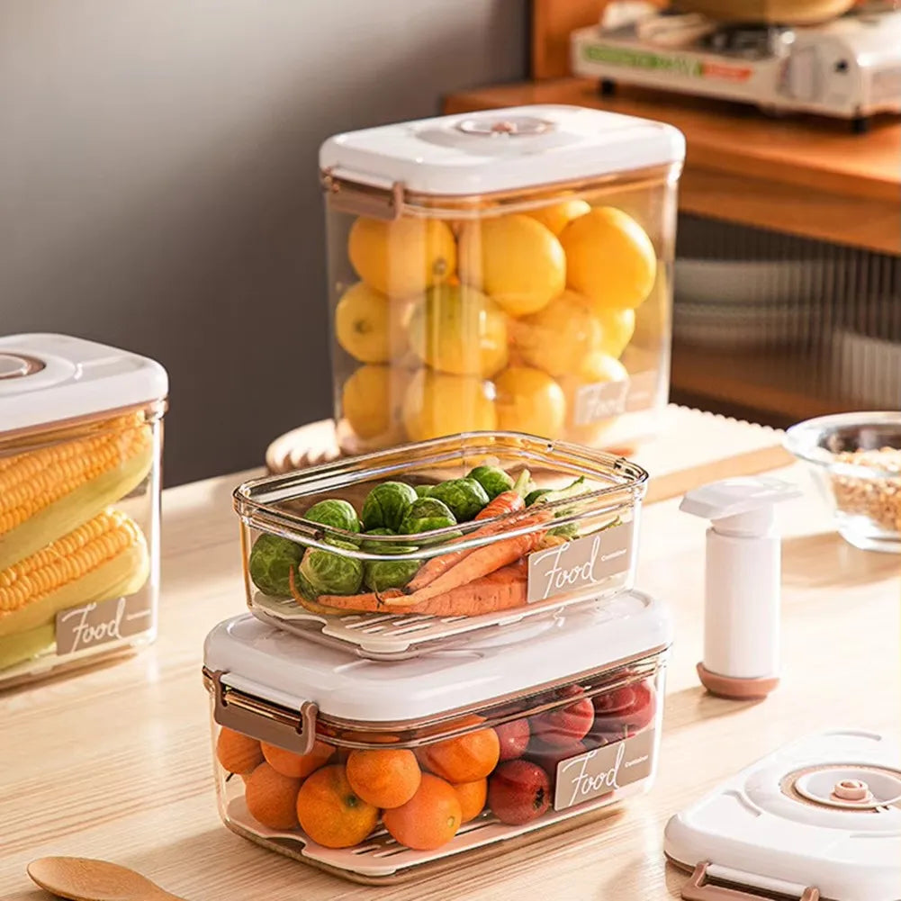 Vacuum Sealed Food Storage Container | Drainable Grain Tank Kitchen Organizer