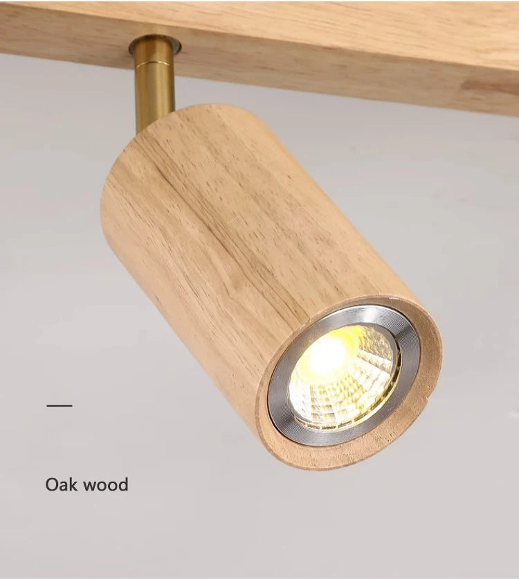 Japanese Wood Chandelier Spotlight | Adjustable Indoor Hallway & Living Room Light