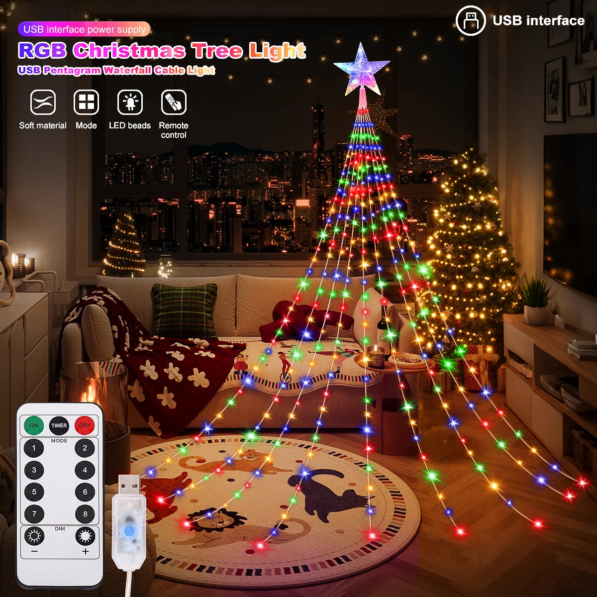USB Waterproof LED Christmas Fairy String Lights | 8-Mode Indoor & Outdoor Party Light